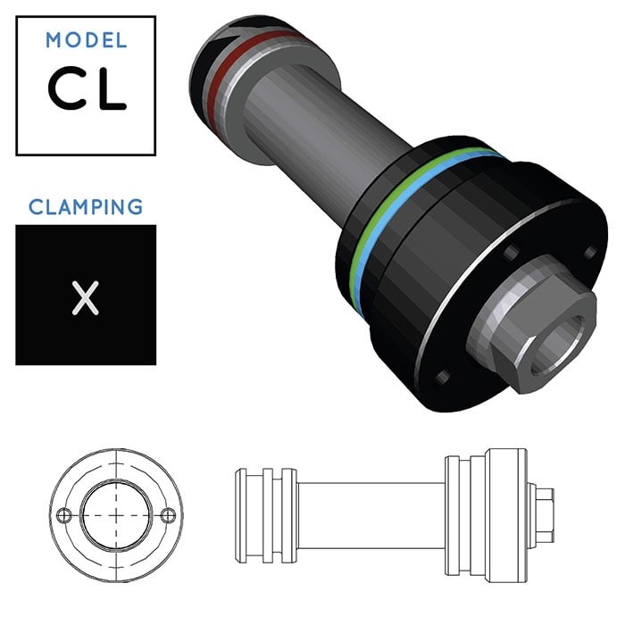 V400CL Cilindro Idraulico Integrato • fissaggio X, cartuccia filettata