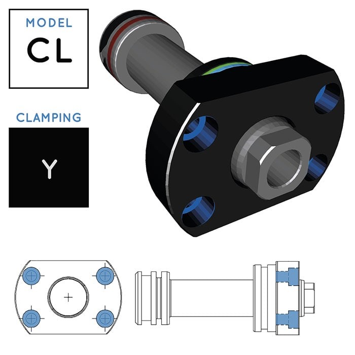 V400CL Integrated Hydraulic Cylinder • clamping Y, flanged cartridge