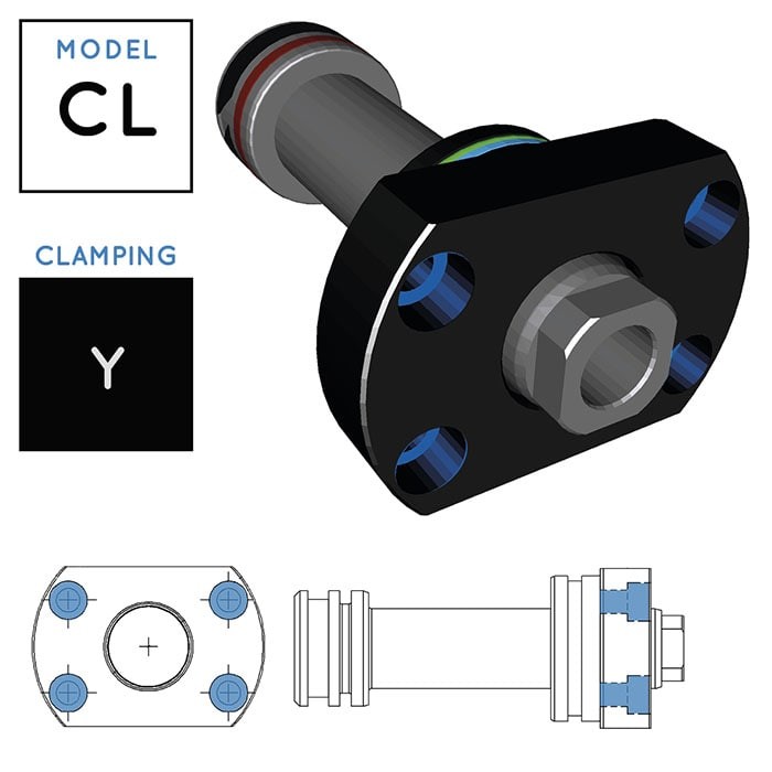 V400CL Integrierter Hydraulikzylinder • befestigungsart Y, Führungsbuchse zum flanschen