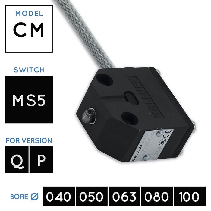 MS5 Détecteur Mécanique 80 °C • Vérins Hydrauliques V450CM • versions Q - P • alésages Ø 040, 050, 063, 080, 100