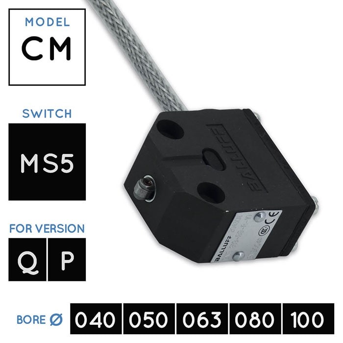 MS5 Mechanical Switch 80 °C • Hydraulic Cylinders V450CM • Q - P Versions • bores 040, 050, 063, 080, 100