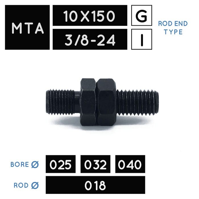 MTA10X150 • MTA3/8-24 • Metric Male Thread • rod Ø 018