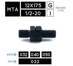 MTA12X175 • MTA1/2-20 • Filetage male métrique • tige Ø 022