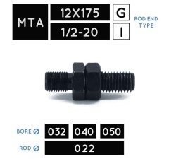 MTA12X175 • MTA1/2-20 • Metric Male Thread • rod Ø 022