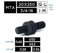 MTA20X250 • MTA3/4-16 • Metric Male Thread • rod Ø 028, Ø 036