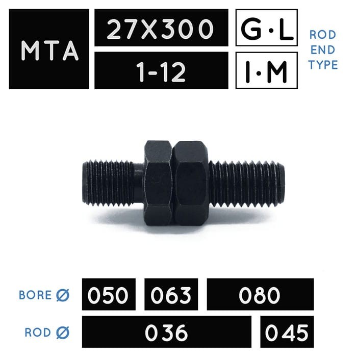 MTA27X300 • MTA1-12 • Metric Male Thread • rod Ø 036, Ø 045