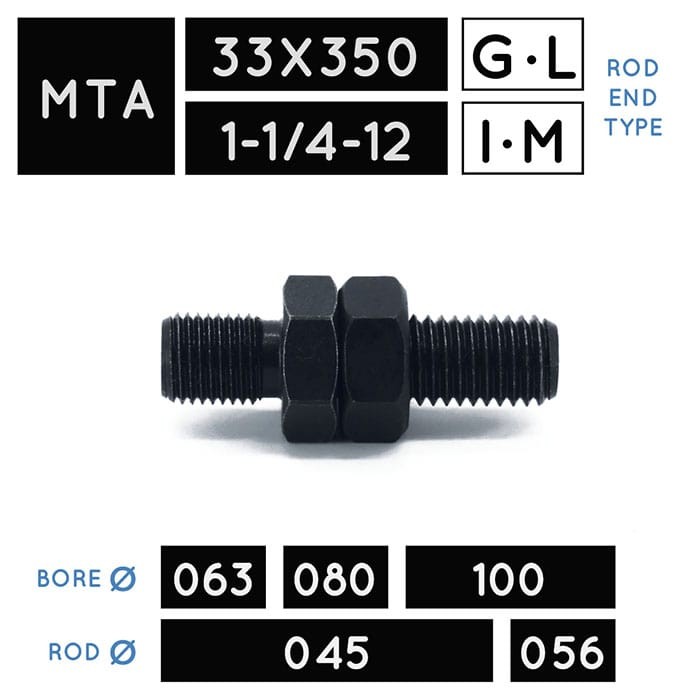 MTA33X350 • MTA1-1/4-12 • Metric Male Thread • rod Ø 045, Ø 056