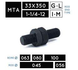 MTA33X350 • MTA1-1/4-12 • Metrisches Aussengewinde • Kolbenstange Ø 045, Ø 056