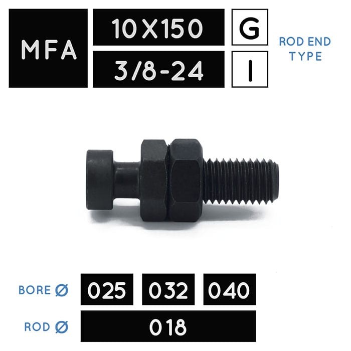 MFA10X150 • MFA3/8-24 • Tenon • tige Ø 018