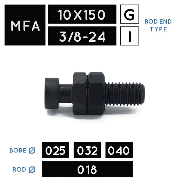 MFA10X150 • MFA3/8-24 • Testa a martello • stelo Ø 018