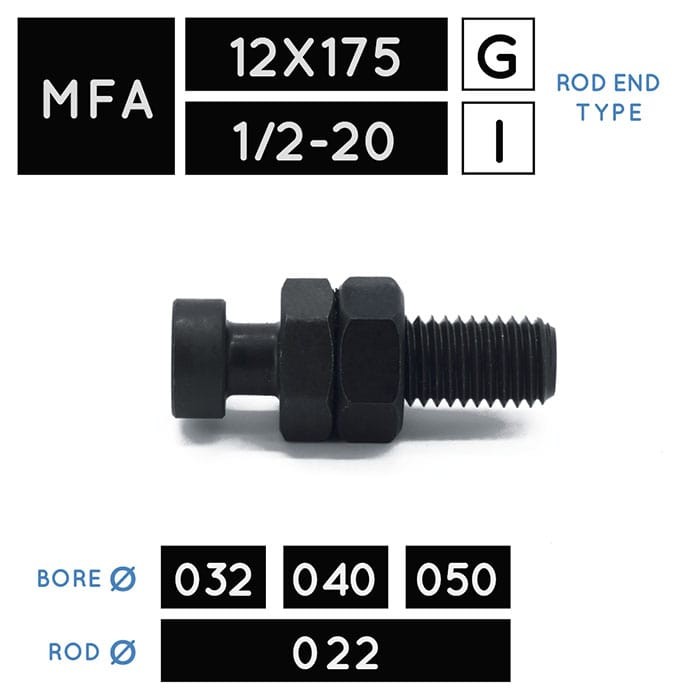 MFA12X175 • MFA1/2-20 • Hammerkopf • Kolbenstange Ø 022
