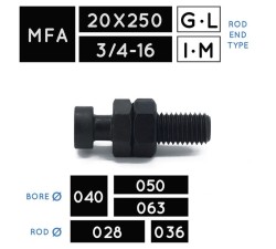 MFA20X250 • MFA3/4-16 • Tenon • tige Ø 028, Ø 036