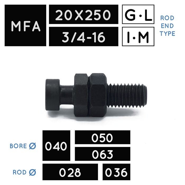 MFA20X250 • MFA3/4-16 • Floating Joint • rod Ø 028, Ø 036