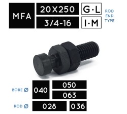 MFA20X250 • MFA3/4-16 • Testa a martello • stelo Ø 028, Ø 036