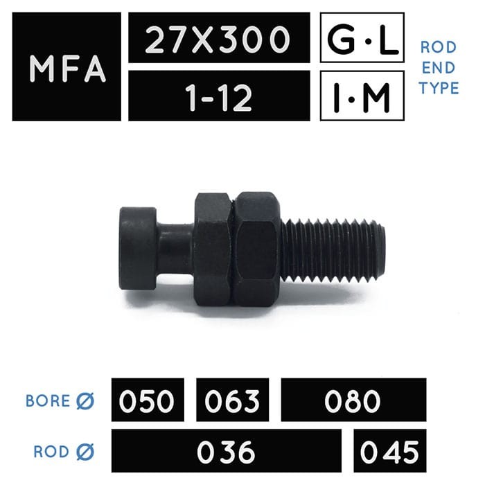 MFA27X300 • MFA1-12 • Hammerkopf • Kolbenstange Ø 036, Ø 045