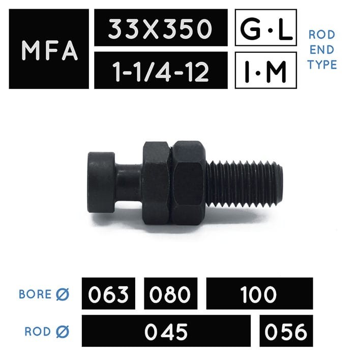 MFA33X350 • MFA1-1/4-12 • Tenon • tige Ø 045, Ø 056