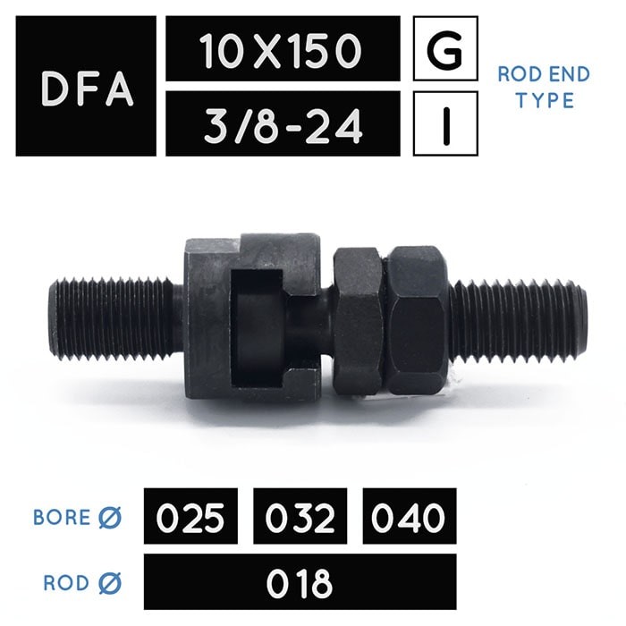 DFA10X150 • DFA3/8-24 • Hammerkopf mit Gegenstück • Kolbenstange Ø 018