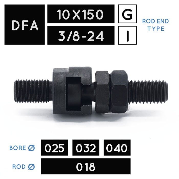 DFA10X150 • DFA3/8-24 • Tenon avec femelle • tige Ø 018