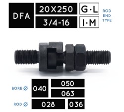 DFA20X250 • DFA3/4-16 • Testa a martello con femmina • stelo Ø 028, Ø 036