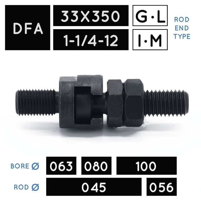 DFA33X350 • DFA1-1/4-12 • Hammerkopf mit Gegenstück • Kolbenstange Ø 045, Ø 056